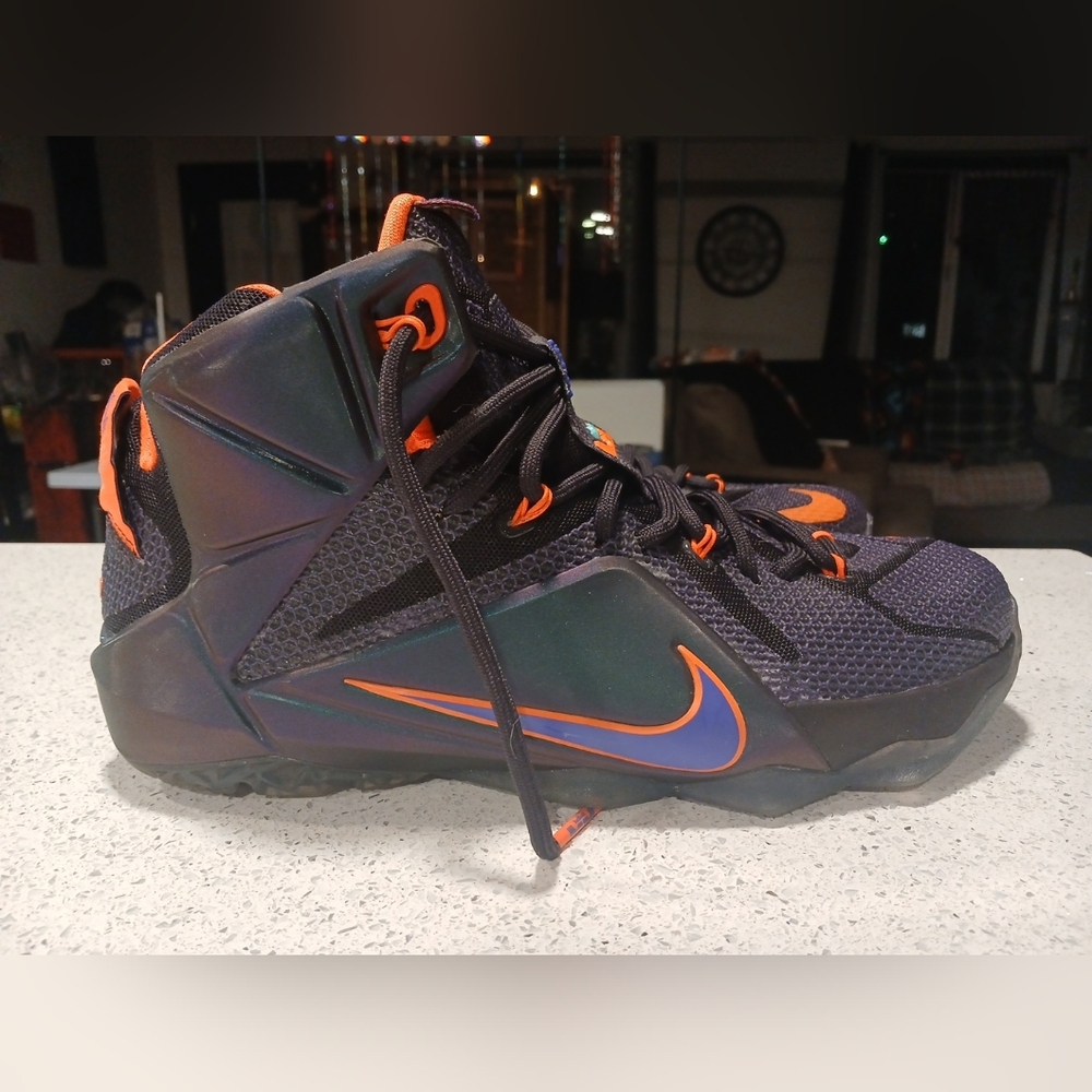 Nike LeBron Basketball Shoes - Dark Purple with Orange Accents - Picture 2 of 8